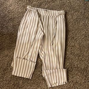Cotton Striped Ankle Pants